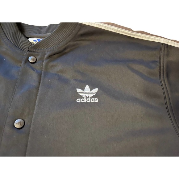 Vintage Adidas Shirt Medium Black Spartans Basketball Warm Up Shirt Snap On - Picture 3 of 9